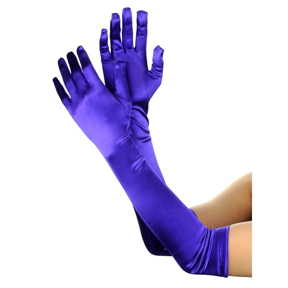 NYFASHION101 Women's Fashionable Classy Elbow Length Satin Gloves 12BL, Medium Purple