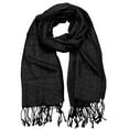 thumbnail image 1 of NYFASHION101 Women's Sheer Metallic Braided Tassel Ends Scarf Shawl Wrap, Black, 1 of 4
