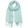 thumbnail image 1 of NYFASHION101 Women's Sheer Metallic Braided Tassel Ends Scarf Shawl Wrap, Mint, 1 of 4