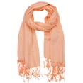 thumbnail image 1 of NYFASHION101 Women's Sheer Metallic Braided Tassel Ends Scarf Shawl Wrap, Peach, 1 of 4