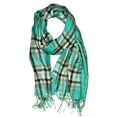 thumbnail image 1 of NYFASHION101 Women's Soft Tassel Tartan Plaid Shawl Scarf Wrap, Aqua/Beige, 1 of 3