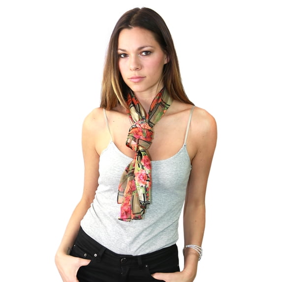 NYFASHION101 Women's Versatile Floral Inspired Sheer Headwrap Scarf - 1485TP