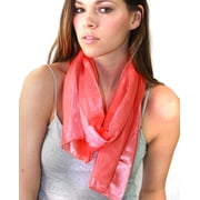 NYFASHION101 Womens Versatile Satin Striped Sheer Chiffon Scarf Headwear - Coral