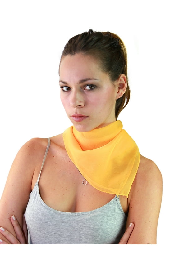 Women's Versatile Solid Sheer Chiffon Neckerchief Scarf - Gold