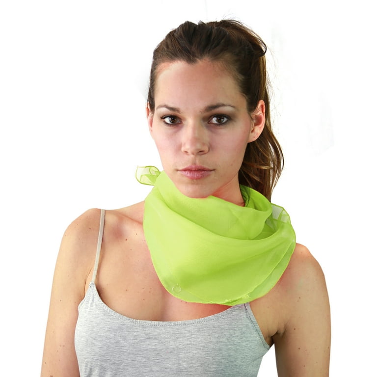 NYFASHION101 Women s Versatile Solid Sheer Chiffon Neckerchief Scarf Lime