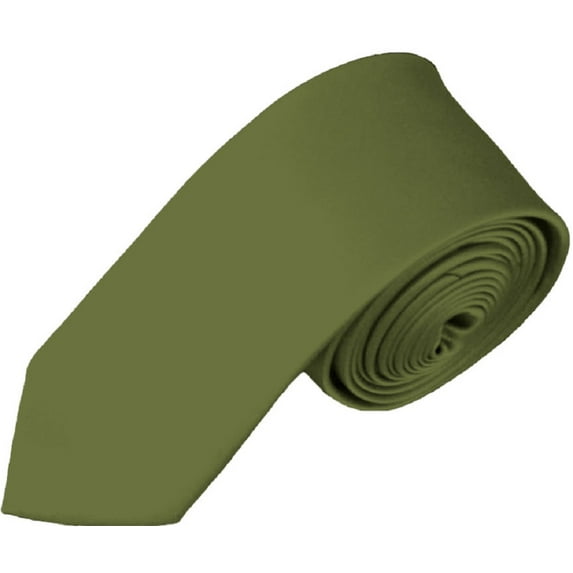 NYFASHION101Big Boys' Kids' Children's Solid Color 48" Neck Tie, Olive