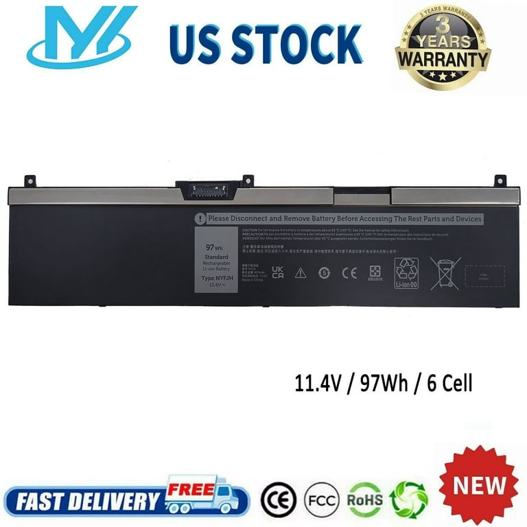 ✓NYFJH 11.4V 97Wh Laptop Battery Replacement for Dell