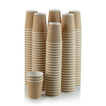 NYHI 150 10 oz Ripple Kraft Paper Cups Brown Hot Cold Cups 3 Layer Rippled Small Insulated Disposable Coffee Cups for Cappuccino Hot Cocoa or Iced Drinks