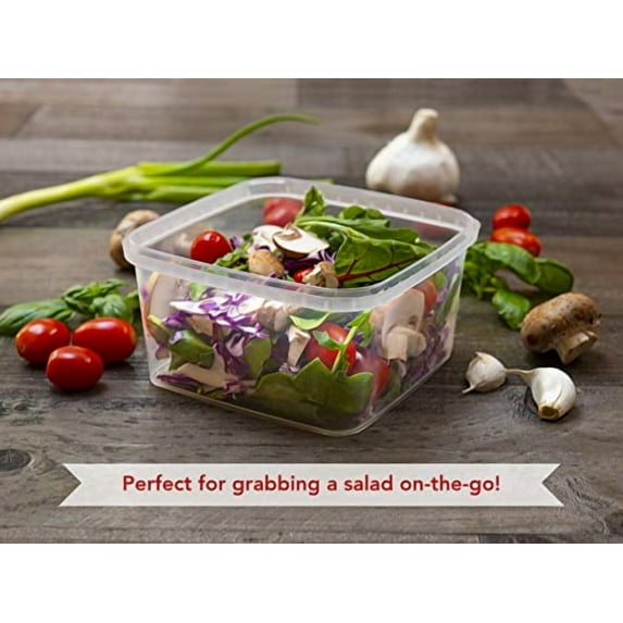 NYHI 32 oz 20 Pack Square Clear Deli Containers with Lids Disposable BPA Free Square Plastic Food Storage Containers with Lids Airtight for Meal Prep Take Out Kitchen