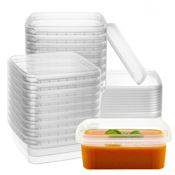 NYHI 40 Pack Square Clear Deli Containers with Lids Disposable BPA Free Square Plastic Food Storage Containers with Lids Airtight for Meal Prep Take Out Kitchen 8 oz