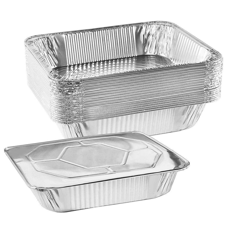 9 x 13 Aluminum Foil Pans (30 Pack) | Durable Disposable Grill Drip Grease  Tray | Half-Size Deep Steam Pan and Oven Buffet Trays | Food Containers for