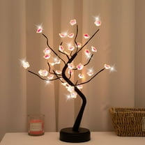 Keyohome 36 Led Cherry Tree Bonsai Lamp,Cherry Blossom Tree Light,Tabletop DIY Artificial Tree Lamp for Bedroom Christmas Indoor Room Decor,USB/Battery Powered