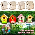 thumbnail image 1 of Keyohome 4 Sets Paint Your Own Wooden Bird House Kit Small Garden Nesting Childrens Craft DIY Birdhouse Making Kit, Includes Paints, Brushes, Glue, 1 of 5