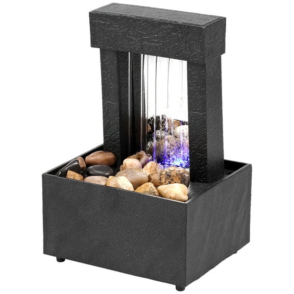 NYIDPSZ LED Lights Tabletop Fountain with Light Battery Indoor, Black