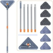 Keyohome Long Handle Wall Mop 360  Rotating Triangular Microfiber Cleaning Mop Adjustable Wet and Dry for Floor Ceiling Windows