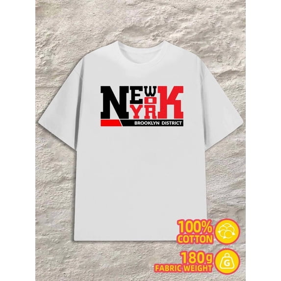 Greenink NYK Brooklyn men's 180G 100% Cotton white Basic Unisex Shirt Crewneck tshirts Vintage Unisex Shirt Printed tshirts Funny Unisex Shirt Printed tshirts