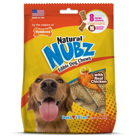 Nylabone Nubz Chicken Dog Chew Treats Large - 30+ lbs. (8 Count)