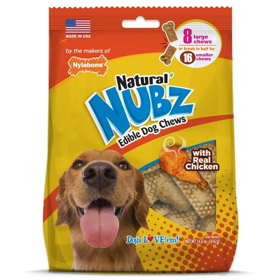 Nylabone Nubz Chicken Dog Chew Treats Large - 30+ lbs. (8 Count)
