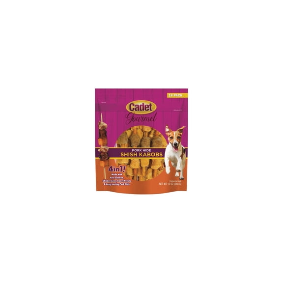 NYLABONE / Cadet Pet Cadet Gourmet Pork Hide Shish Kabobs Dog Treat - Pack of 5