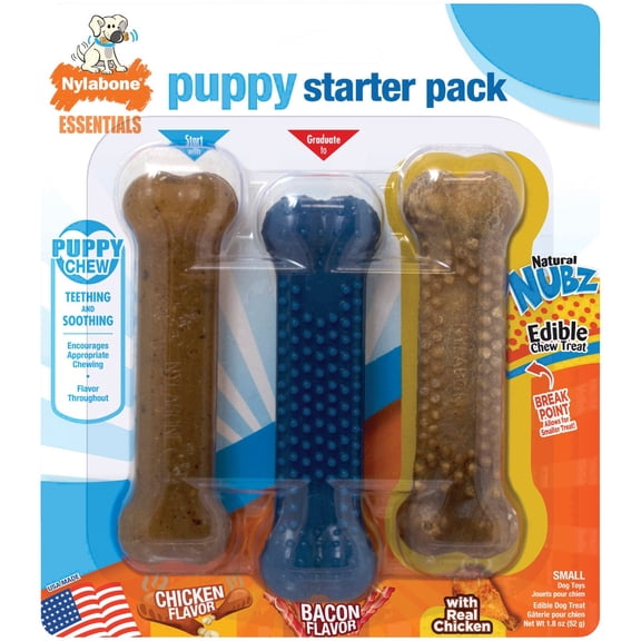 NYLABONE / Cadet Pet Nylabone Essentials Puppy Starter Pack Chew Dog Toy Kit - Pack of 2