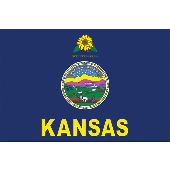 NYLGLO 141860 Kansas State Flag,3x5 Ft