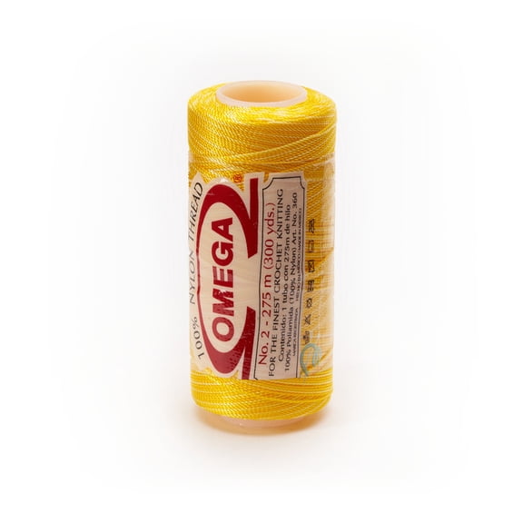 NYLON NO.2 [Variegated] by Omega - Strong 100% Nylon String Cord for Fine Crochet and Crafts - Color: 33 Yellow Hues