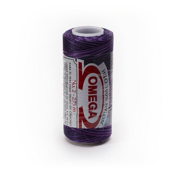 NYLON NO.2 [Variegated] by Omega - Strong 100% Nylon String Cord for Fine Crochet and Crafts - Color: 84 Purple Hues