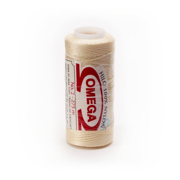 NYLON NO.2 by Omega - Strong 100% Nylon String Cord for Fine Crochet and Crafts - Color: 57 Ivory