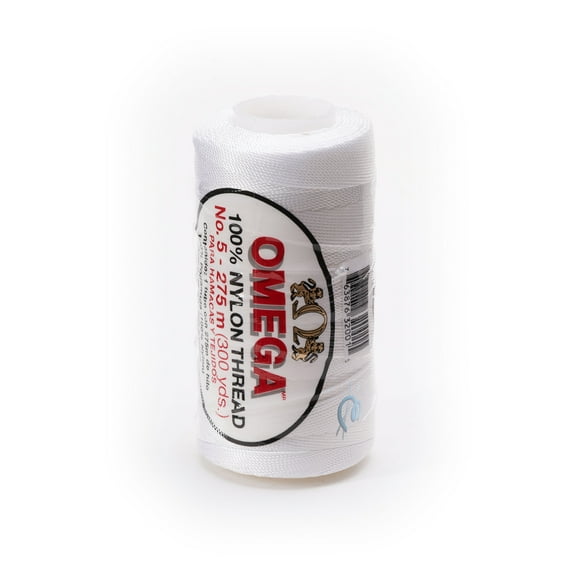 NYLON NO.5 by Omega - Strong 100% Nylon String Cord for Fine Crochet and Crafts - Color: 01 White
