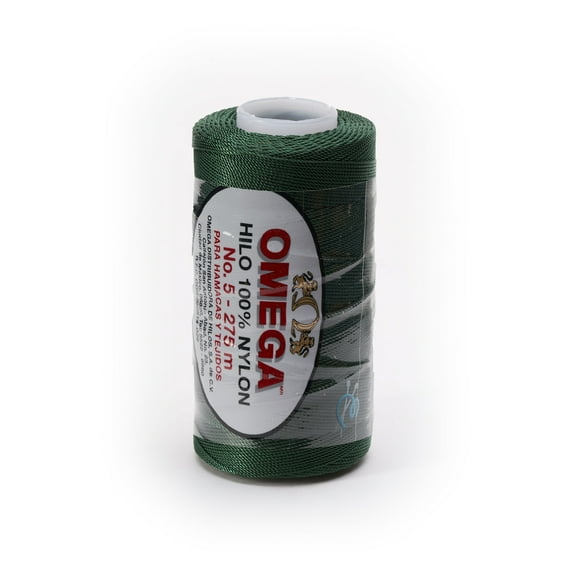 NYLON NO.5 by Omega - Strong 100% Nylon String Cord for Fine Crochet and Crafts - Color: 48 Forest Green