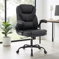 thumbnail image 1 of NYOAK 500lbs Office Chair with Wide Seat, Ergonomic Leather Executive Desk Chair with Lumbar Support, Flip-Up Padded Armrests, High Back Swivel Computer Gaming Chair, Black, 1 of 8