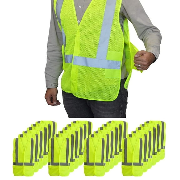 NYOrtho High Visibility Vest Reflective Lightweight Breathable Safety Vest for Men & Women, 32-44” 24 Pcs