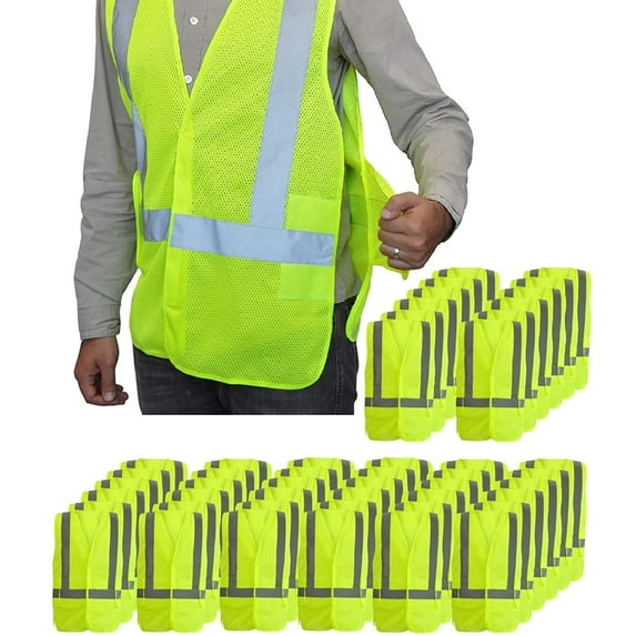 NYOrtho High Visibility Vest Reflective Lightweight Breathable Safety Vest for Men & Women, 44-58” 48 Pcs