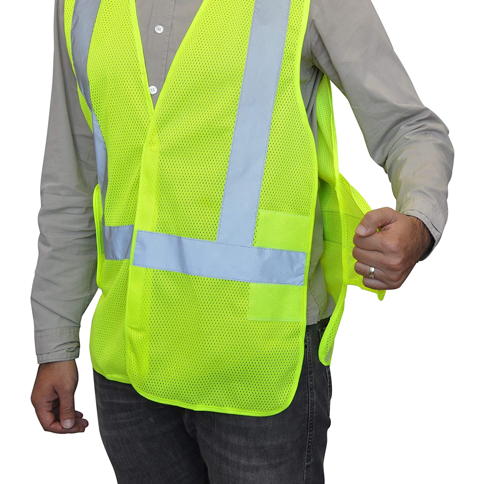 Reflective Vest Class 2 Safety Vests ANSI with 5 Pockets Zipper High  Visibility Construction Uniform 