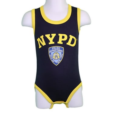 NYPD Baby Infant Screen Printed Bodysuit No Sleeve Navy Yellow Medium (6-9m)