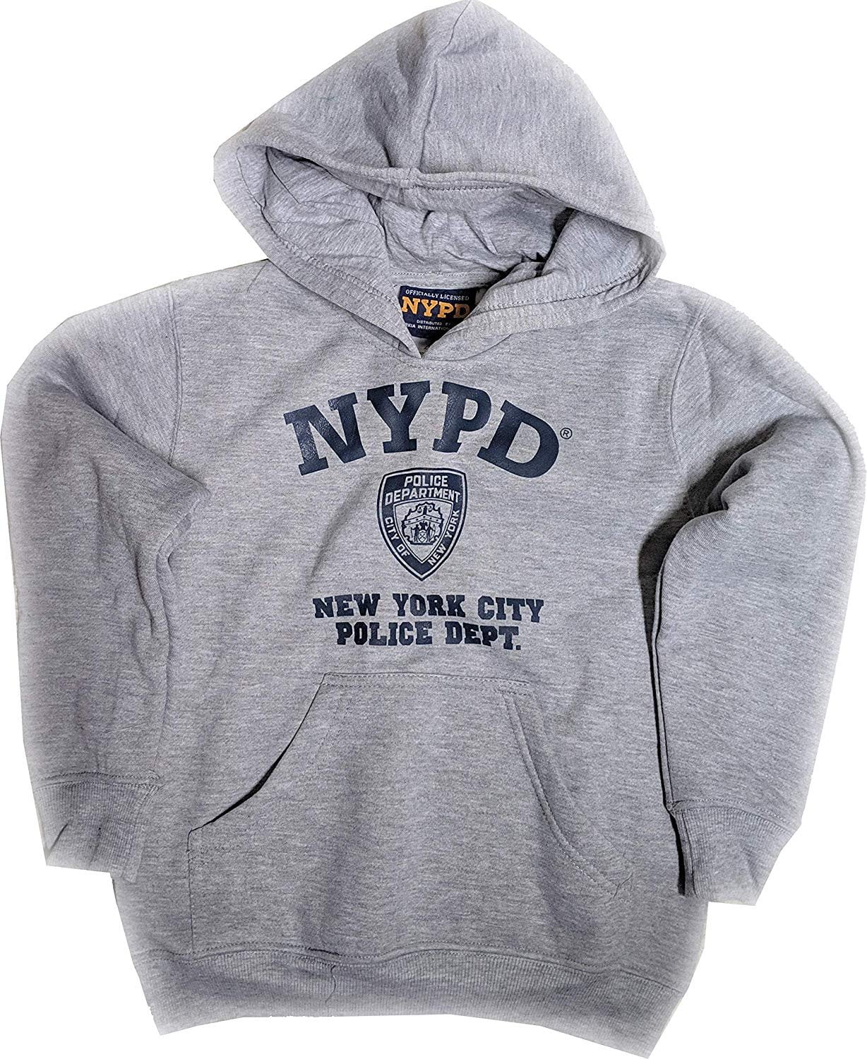 NYPD Hoodie White Print Officially Licensed Sweatshirt Navy Blue Small Gray