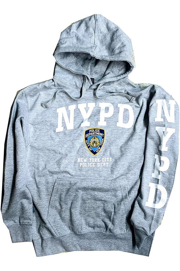 Hoodie White Sleeve Print Sweatshirt Gray Medium