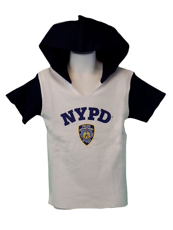 Kids Hooded T-Shirt Youth Boys Tee Blue White Small