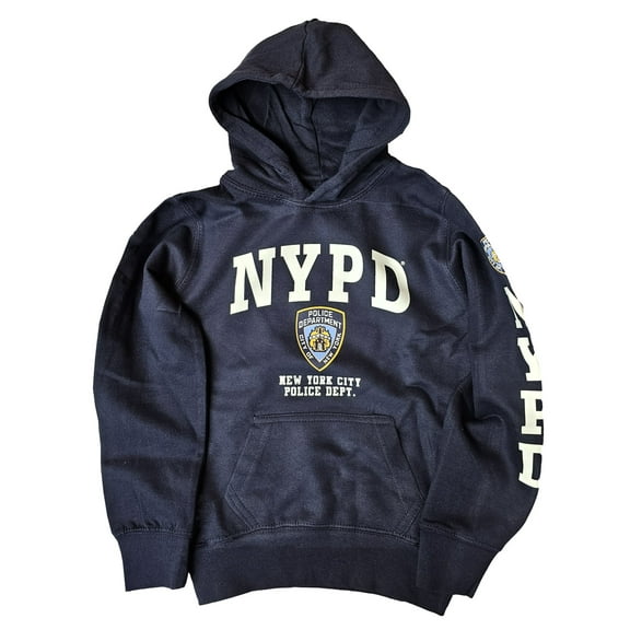 NYPD Kids Hoodie Sweatshirt 207, Navy & White, Youth, Medium