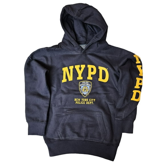 NYPD Kids Hoodie Sweatshirt 209, Navy & Gold, Youth, Large