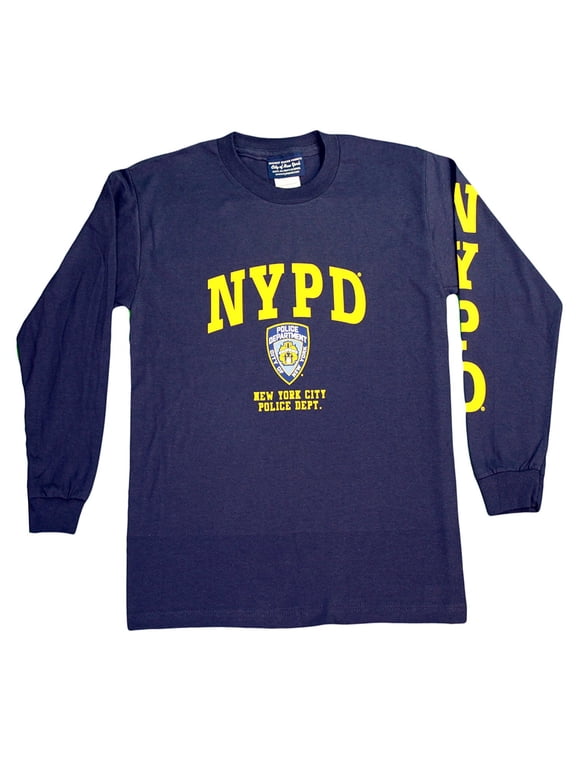 Kids Long Sleeve Screen Print T-Shirt Navy Yellow Medium