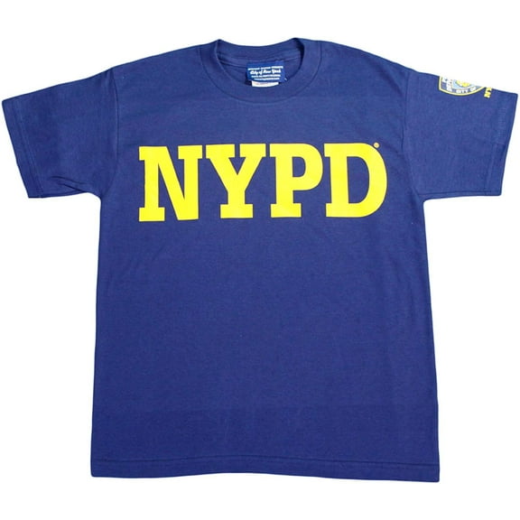 NYPD Kids Short Sleeve Screen Print Sleeve Badge T-Shirt Navy Large 14-16