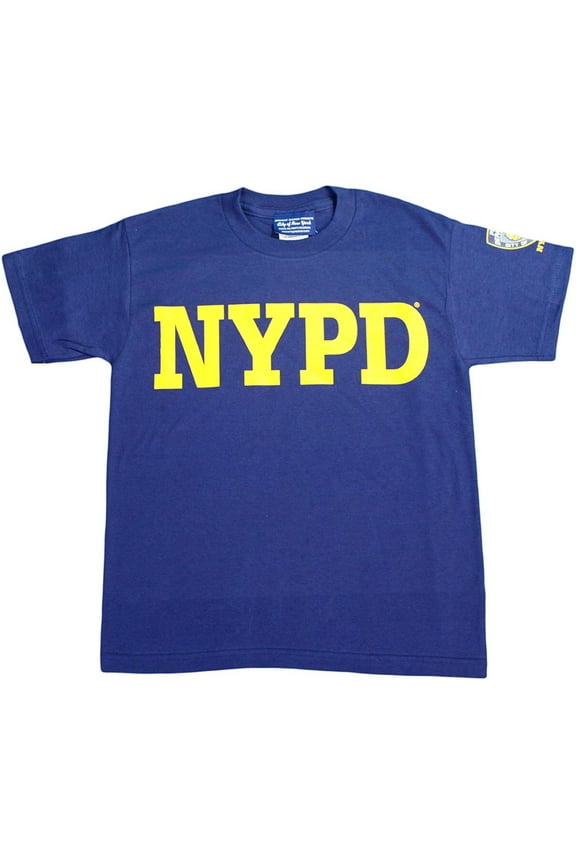 Kids Short Sleeve Screen Print Sleeve Badge T-Shirt Navy Large 14-16