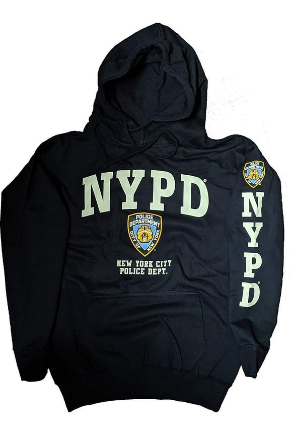 Men's Hoodie Sweatshirt Front & Sleeve Print, Navy & White, 2XL