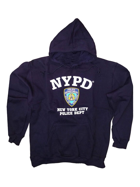Men's Sweatshirt Front Letters & Badge Hoodie Navy Blue Small