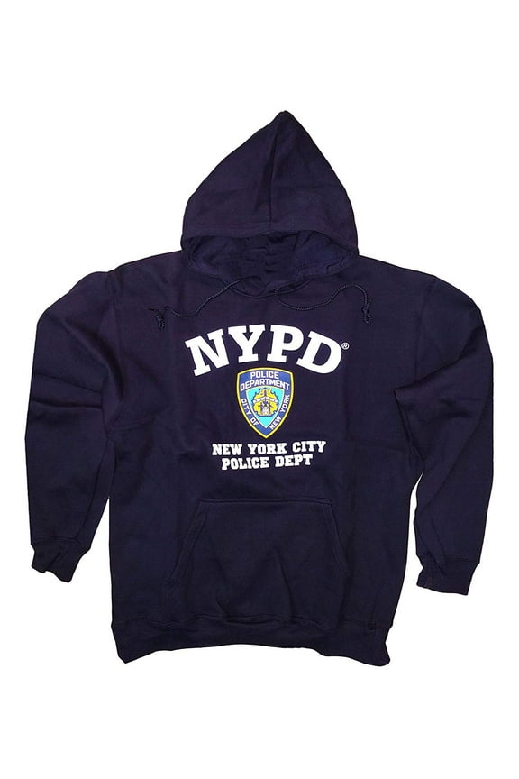 Men's Sweatshirt Front Letters & Badge Hoodie Navy Blue XL