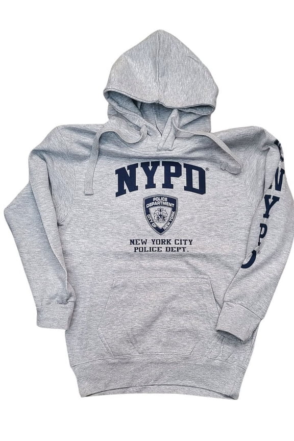 Mens Hoodie Front & Sleeve Print Heather Gray, Small