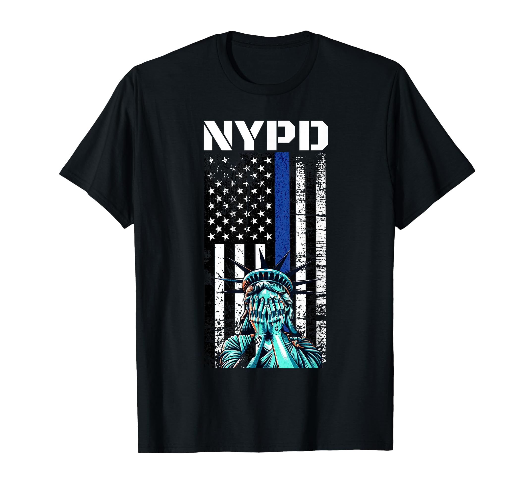 NYPD New York Police Department Crying Statue Of Liberty T-Shirt ...