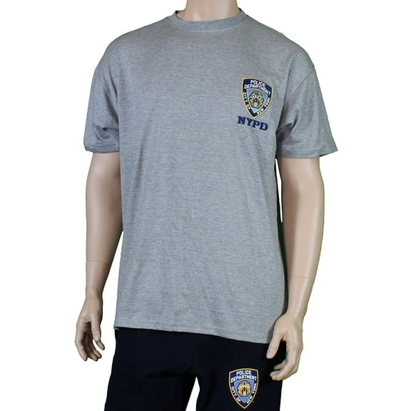 NYPD Short Sleeve T-Shirt with Embroidered Logo Gray 3X-Large