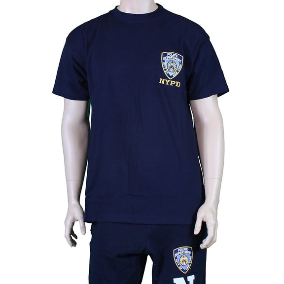 NYPD Short Sleeve T-Shirt with Embroidered Logo Navy 2Xl